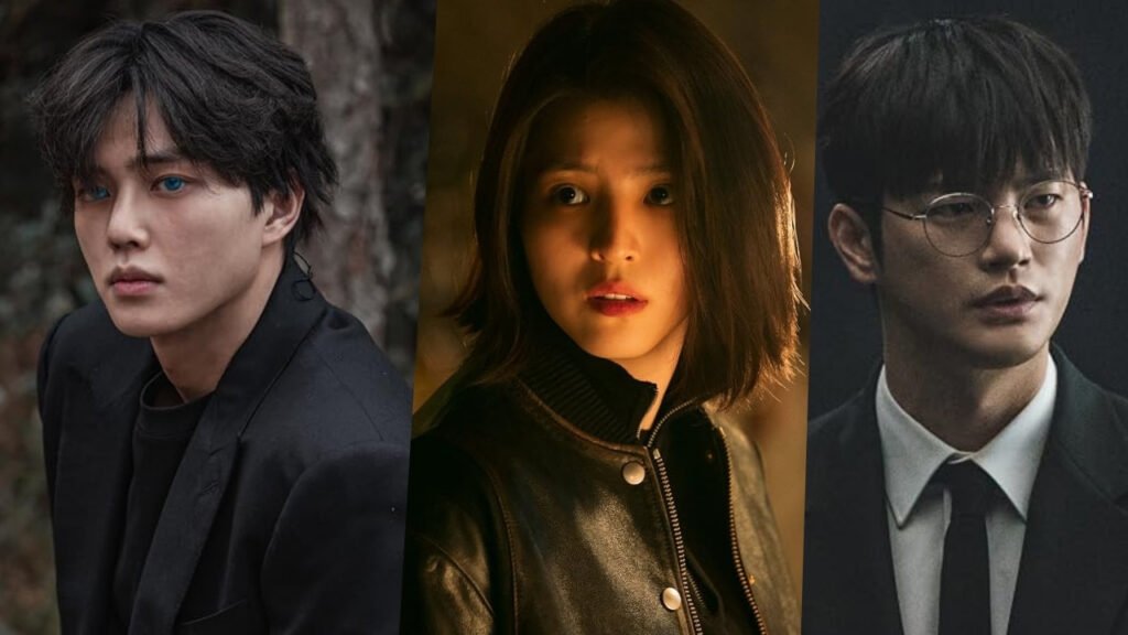 Montagem com personagens de séries coreanas de ação, vingança e suspense