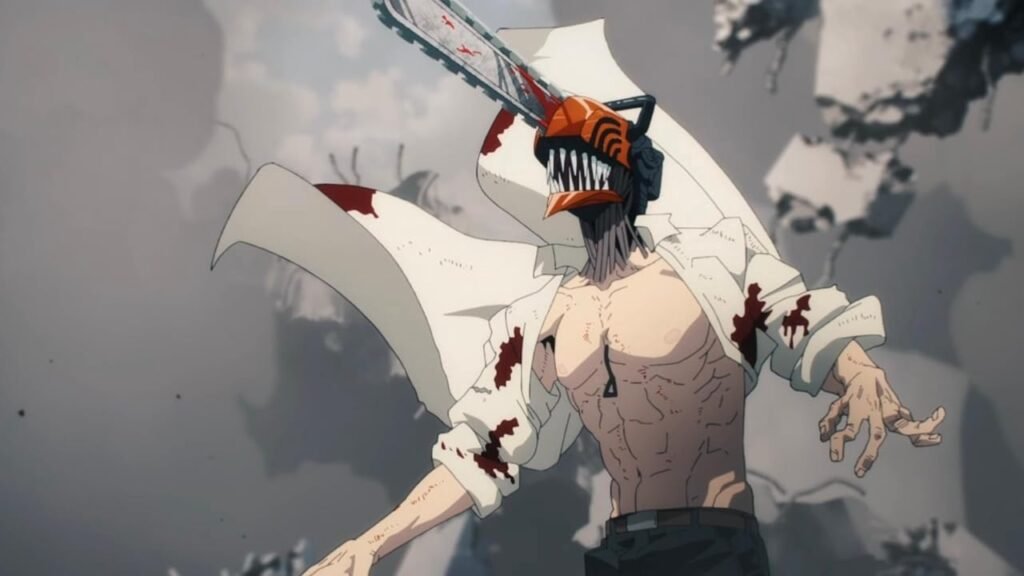 7 animes para maratonar sem entrar em uma saga gigante 4 Denji transformado em Chainsaw Man durante uma cena de ação.