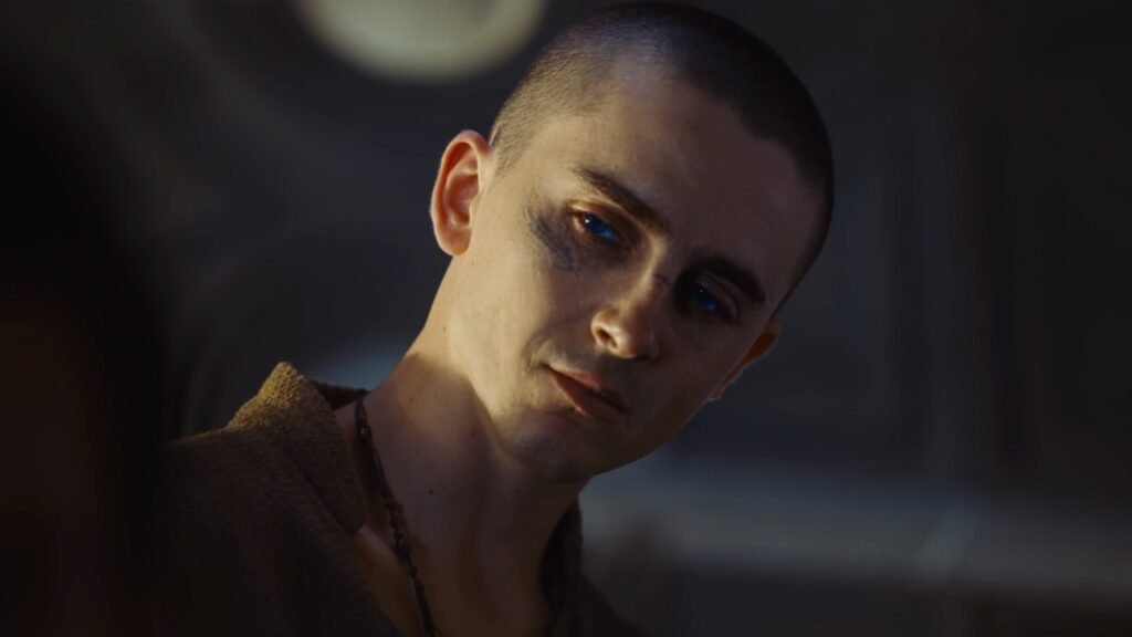 Timothée Chalamet como Paul Atreides em cena do trailer de Duna: Parte Três